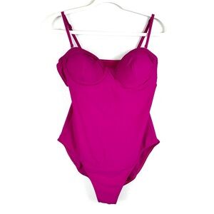 Converse One Star Bold Fuchsia One Piece Convertible Underwire Swimsuit, Size XL
